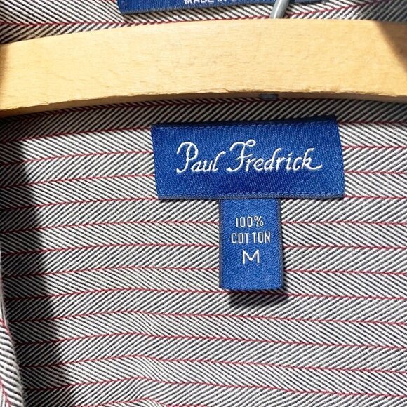 🌷 sale* Paul Fredrick Finest 100% Cotton Sport Shirt Size Medium Gray - Picture 6 of 10